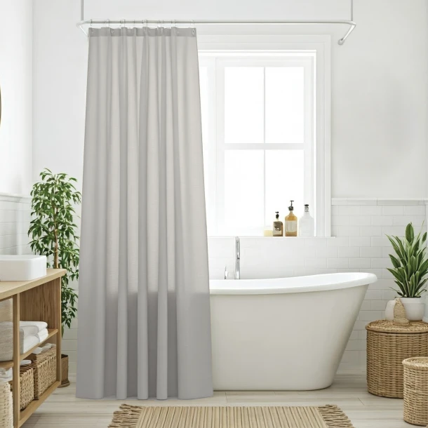 Κουρτίνα Μπάνιου Αδιάβροχη Polyester 240x180εκ. Curtains 0805 Γκρι Das Home