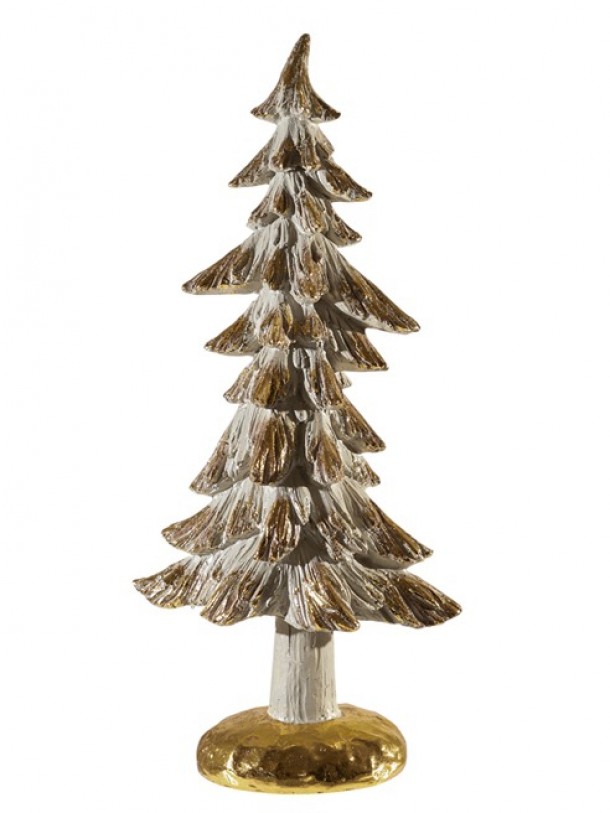 Χριστουγεννιάτικο Διακοσμητικό Δέντρο Polyester Λευκό-Χρυσό 17x9x38εκ. Zen Collection 25.41.51879