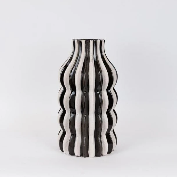 Βάζο Κεραμικό Λευκό-Μαύρο 21x21x38εκ. ESTHETI 752-20427