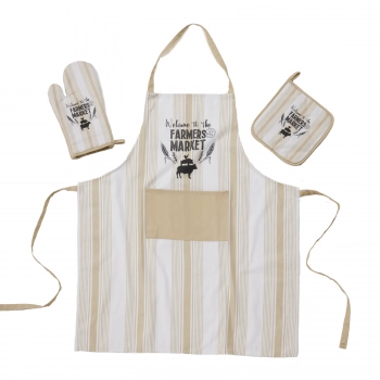 Σετ Κουζίνας 3τμχ Βαμβακερό Kitchen 0864 Ecru Das Home