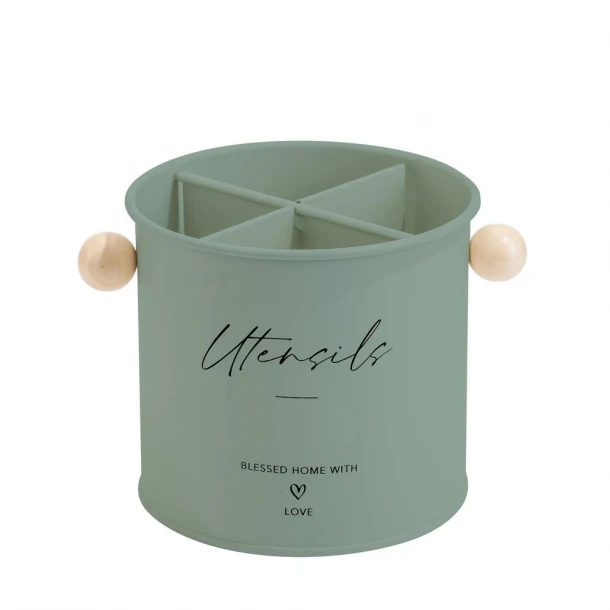 Κουταλοθήκη Με 4 Χωρίσματα Μεταλλική Πράσινη Φ13,5x13εκ. Oriana Ferrelli CLG700814GR