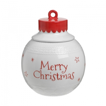 Χριστουγεννιάτικη Μπισκοτοθήκη Merry Christmas Κεραμική Κόκκινη-Λευκή CLICK Φ16x20εκ. 2-60-434-0016