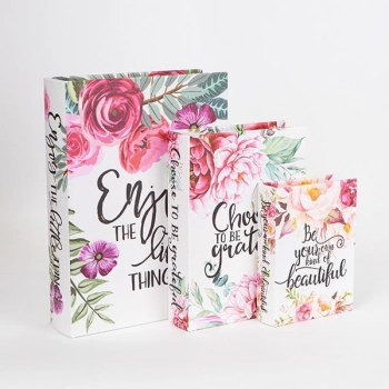 Διακοσμητικό Κουτί Βιβλίο Σετ 3τμχ Ξύλινο Κόκκινο 32x23x7εκ./25x18x5,5εκ./18x13x4εκ. ESTHETI 752-17020