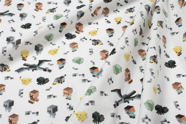 Σεντόνι Μεμονωμένο Μπεμπέ Βαμβακερό Λίκνου 80x110εκ. Minecraft 566 White-Grey DimCol