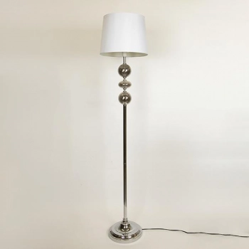 Φωτιστικό Επιδαπέδιο Μεταλλικό Με Υφασμάτινο Καπέλο Ασημί-Λευκό 35x163εκ. ESTHETI 757-11016