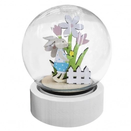 Πασχαλινή Γυάλινη Σφαίρα Λαγός Με Λουλούδια & Φως 8x12εκ. Bunny's 73-2077