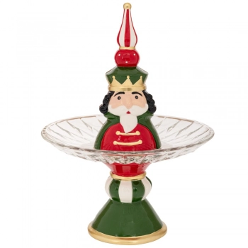 Χριστουγεννιάτικη Πιατέλα Κεραμική Καρυοθραύστης Διάφανη-Multi 22x22x30,5εκ. iliadis 91105