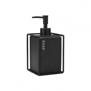 Ντισπένσερ Κεραμικό-Μεταλλικό Μαύρο 450ml-8,5x8,5x18,5εκ. Cage Estia 02-29999