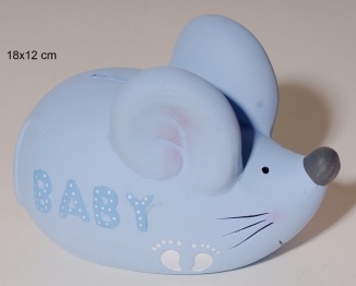 Κουμπαράς Κεραμικός Ποντίκι Γαλάζιος Royal Art 18x12εκ. WUR20226B
