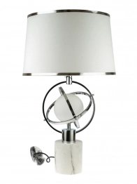 Φωτιστικό Επιτραπέζιο Ασημί-Λευκό Με Ρίγες & Μαρμάρινη Βάση 40x70εκ. Zen Collection 24.35.51134