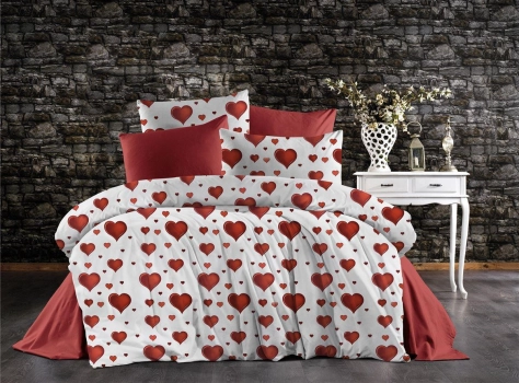 Πάπλωμα Polycotton Εμπριμέ Μονό 160x240εκ. Πάθος 607 White-Red DimCol 33311123068