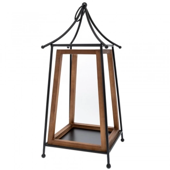 Φανάρι Ξύλινο-Μεταλλικό Καφέ-Μαύρο 25x25x56εκ. iliadis 89142