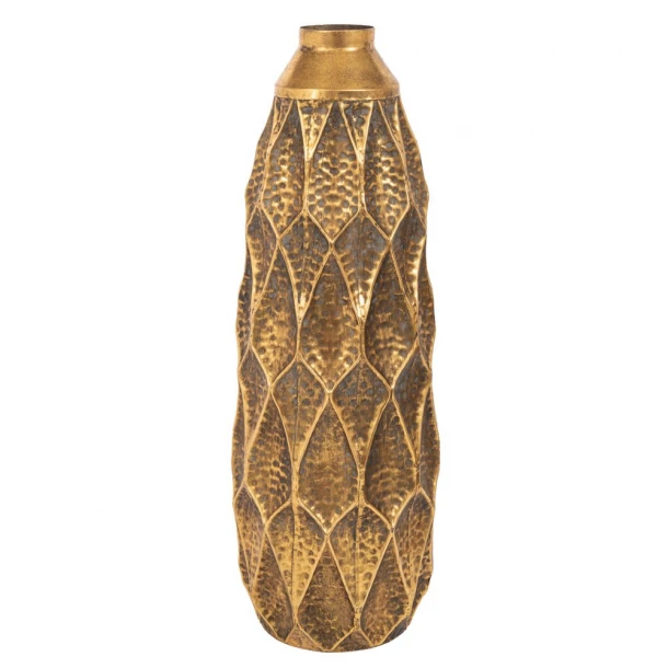 Βάζο Μεταλλικό Ανάγλυφο Αντικέ Χρυσό 26,5x26,5x71εκ. iliadis 88949