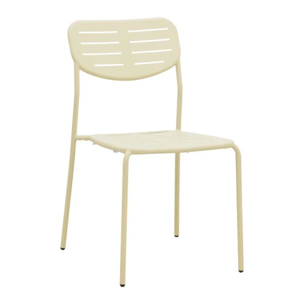Καρέκλα Deraby pakoworld στοιβαζόμενη κρεμ μέταλλο 52.5x45.5x83εκ