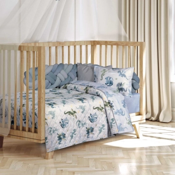 Κουβερλί Microfiber Κούνιας 120x160εκ. Essential Baby 8863 Beige-Blue Greenwich Polo Club