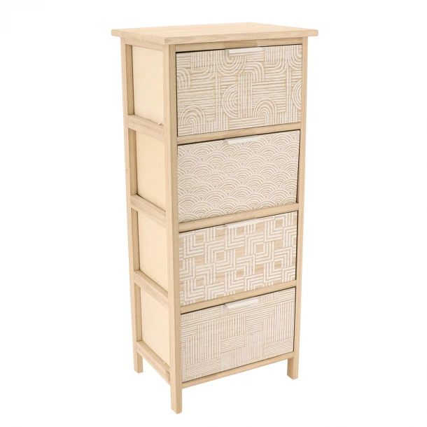 Συρταριέρα MDF Με 4 Συρτάρια 37,5x27,5x86εκ. Μπεζ Με Σχέδια MRShome 1398000