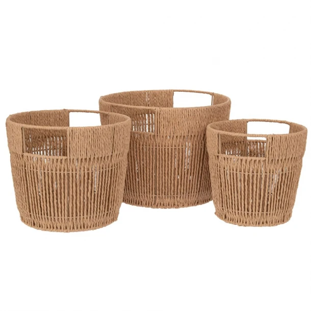 Καλάθι Σετ 3τμχ Στρογγυλά Natural 31x24εκ.-26x22εκ.-21x20εκ. iliadis 93095