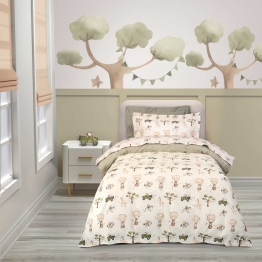 Σετ Σεντόνια Βαμβακερά Μονά 170x260εκ. Essential 8860 Ivory-Olive Green Greenwich Polo Club