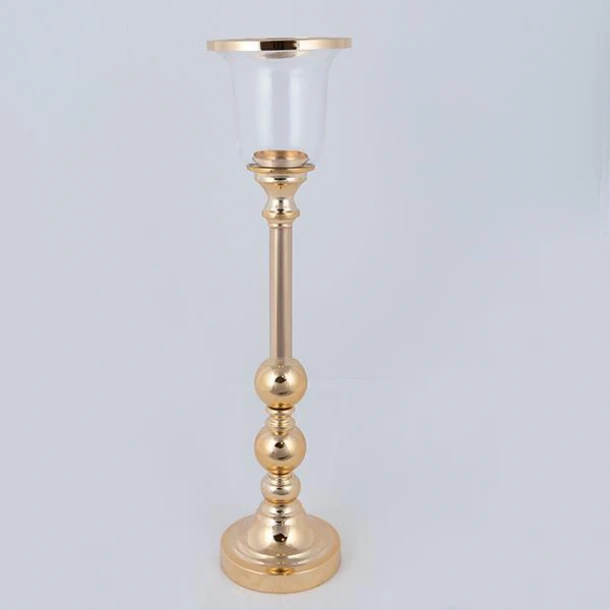 Κηροπήγιο Μεταλλικό-Γυάλινο Χρυσό 15x59εκ. ESTHETI 752-24086