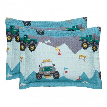 Ζεύγος Διακοσμητικές Μαξιλαροθήκες Microfiber 50x70+5εκ. Kids 4926 Πράσινο-Γκρι Das Home