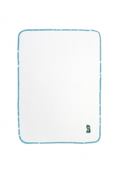 Κουβέρτα Πικέ Λίκνου 80x110εκ. Με Κέντημα Dinosaur 180 White-Sky Blue DimCol