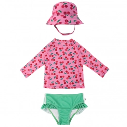 Σετ Μαγιό Με Bucket Καπέλο Και Μπλούζα UV 12-24μηνών Cherry Zoocchini ZOO16021