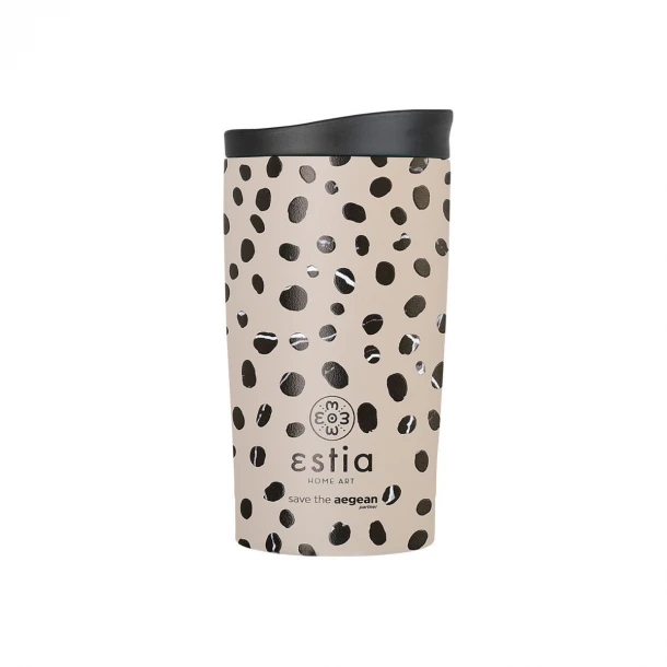 Θερμός Ποτήρι Ανοξείδωτος Travel Mug Leopard Taupe Save The Aegean 350ml-8x8x15εκ. Estia 01-25663