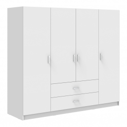 Ντουλάπα τετράφυλλη Royal pakoworld με συρτάρια λευκό 200x58x177εκ