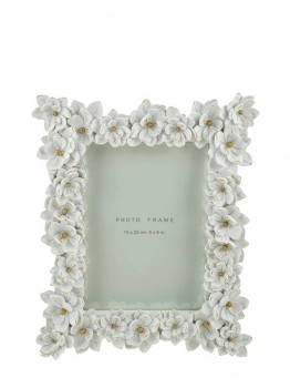 Κορνίζα Polyester Με Λουλούδια Λευκά-Χρυσό 15x20εκ. Zen Collection 25.50.52354