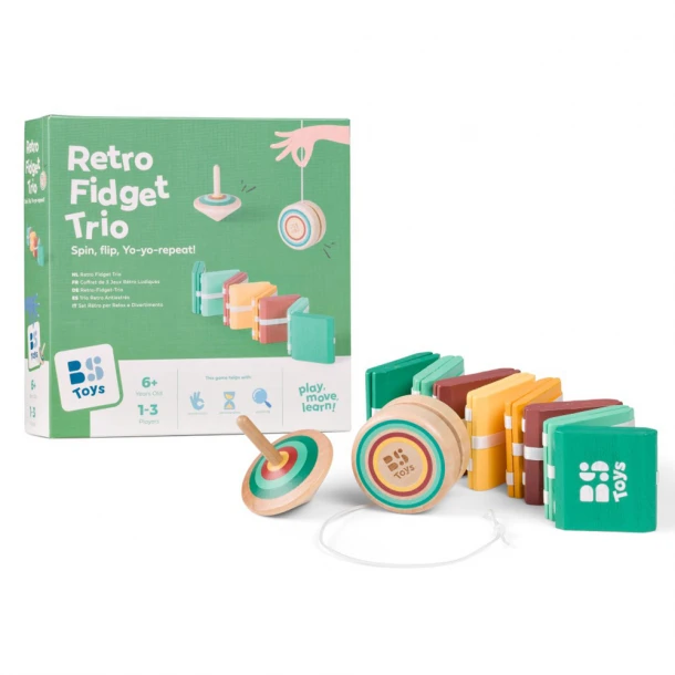 Σετ 3 Retro Fidget Παιχνίδια 100% FSC Wood Bs Toys GA559