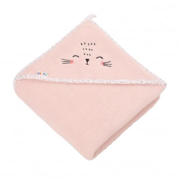 Κάπα Βαμβακερή-Terry 100x100εκ. Γατούλα Ροζ akuku A0664