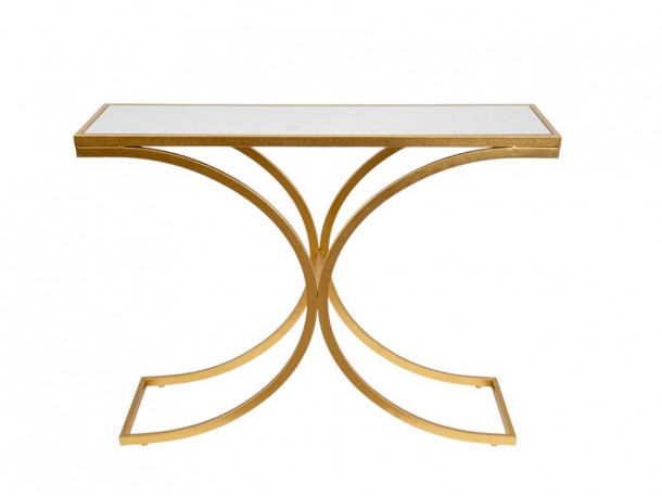 Κονσόλα Μεταλλική Με Καθρέπτη Χρυσή 106,5x30,5x79,5εκ. Zen Collection 25.54.52037