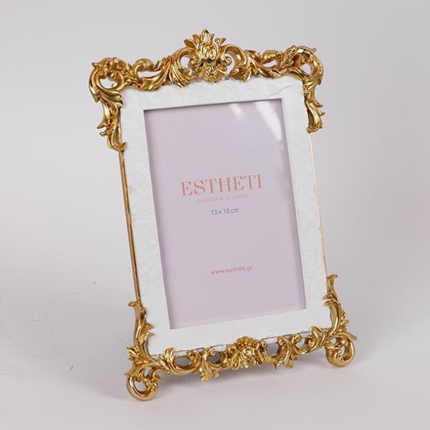 Κορνίζα Polyresin Λευκή-Χρυσή 13x18εκ. ESTHETI 756-12201