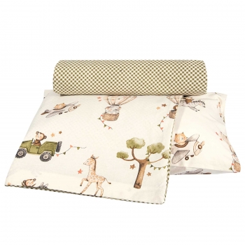 Σετ Σεντόνια Βαμβακερά Κούνιας 130x170εκ. Essential 8860 Ivory-Olive Green Greenwich Polo Club