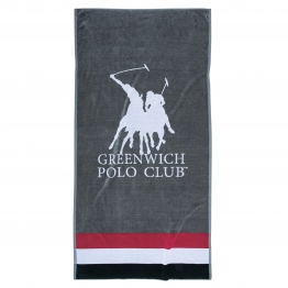 Πετσέτα Θαλάσσης Βαμβακερή 90x180εκ. Essential 3867 Γκρι-Κόκκινη-Λευκή Greenwich Polo Club