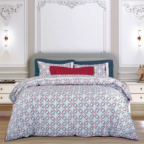 Σετ Σεντόνια Βαμβακοσατέν King 260x280εκ. Εssential 2269 Μπλε-Κόκκινο Greenwich Polo Club