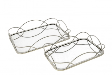 Δίσκος Σετ 2τμχ Μεταλλικός Ασημί 36x7,5εκ.-30x6εκ. Zen Collection 24.4.48613