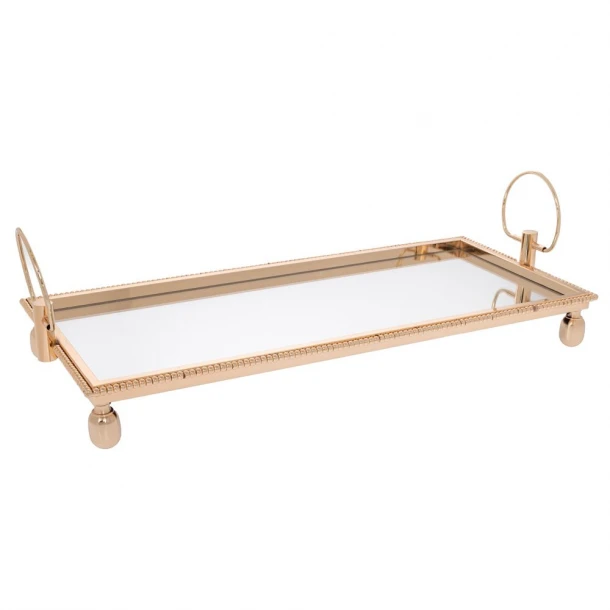 Δίσκος Μεταλλικός Χρυσός Με Γυάλινη Επιφάνεια 66x27x13εκ. iliadis 92640