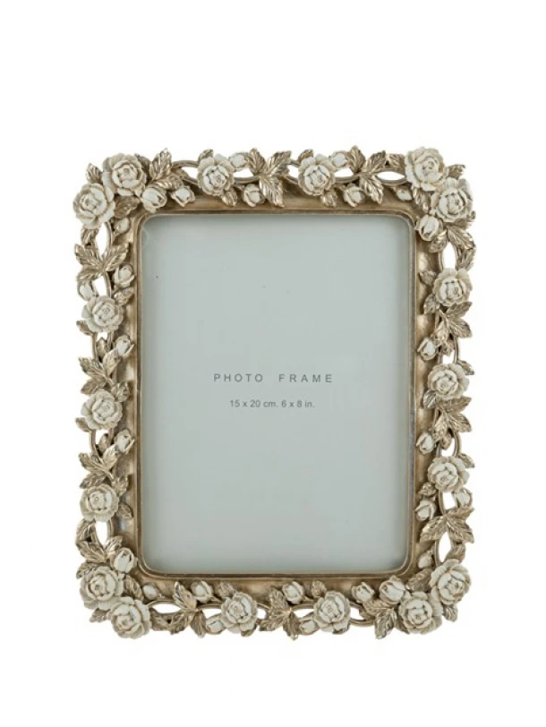 Κορνίζα Polyester Σαμπανί Με Μπεζ Τριαντάφυλλα 15x20εκ. Zen Collection 25.50.52356