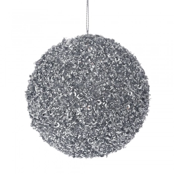 Χριστουγεννιάτικη Μπάλα Polyfoam Ασημί Glitter 8εκ. iliadis 83494