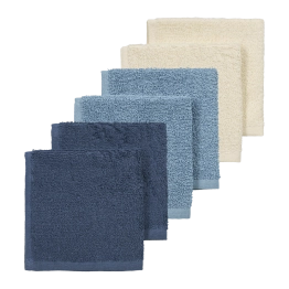 Σετ 6τμχ Λαβέτα Βαμβακερή 30x30εκ. Natural-Jeans Blue-Indigo Meyco MEY-167.000.CW.02E