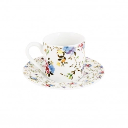 Σετ 6τμχ Φλυτζάνια Καφέ Πορσελάνης Λευκά Με Λουλούδια 90ml Spring Oriana Ferelli PR24711010