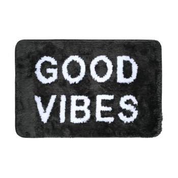 Ταπέτο Μπάνιου Microfiber Good Vibes Μαύρο 40x60εκ. Estia 02-28541