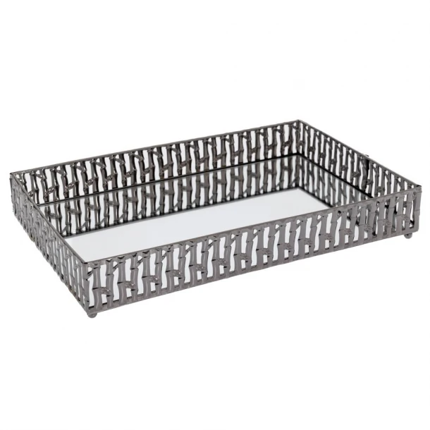 Δίσκος Μεταλλικός Με Καθρέπτη Ασημί 20x30εκ. iliadis 89399