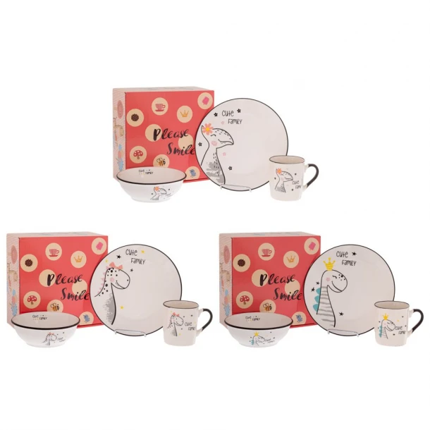 Παιδικό Σετ Φαγητού 3τμχ Δεινόσαυρος Κεραμικό iliadis 91897