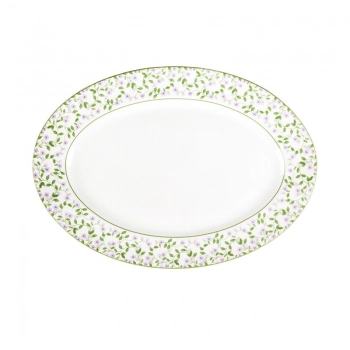 Πιατέλα Σερβιρίσματος Οβάλ Πορσελάνης Λευκή Με Λουλούδια Floral 36εκ. Oriana Ferelli PR232450007