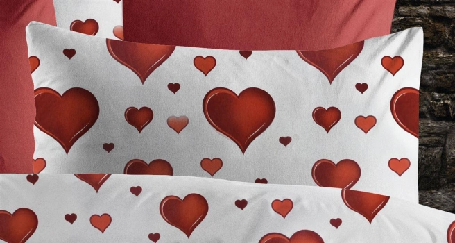 Μαξιλαροθήκη Φάκελος Polycotton 50x70εκ. Πάθος 607 White-Red DimCol