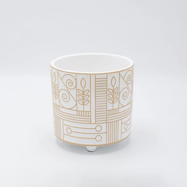 Κασπώ Κεραμικό Λευκό-Μπεζ 13,5x13,5εκ. ESTHETI 819-00493