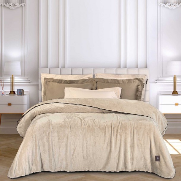 Κουβέρτα Fleece Υπέρδιπλη 220x240εκ. Essential 4438 Beige Greenwich Polo Club