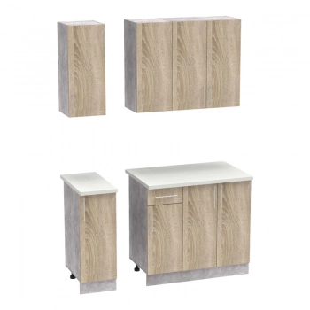 Σύνθεση κουζίνας Festa II pakoworld μελαμίνη σε sonoma απόχρωση και πάγκο σε ανοιχτό γκρι 120x60x85εκ